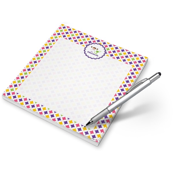 Custom Girl's Space & Geometric Print Notepad (Personalized)