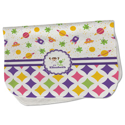 Girl's Space & Geometric Print Burp Cloth - Fleece w/ Name or Text