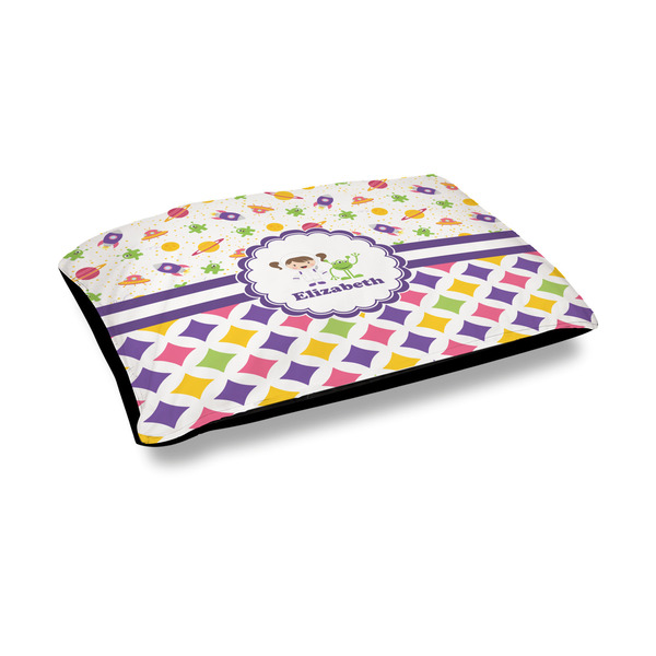 Custom Girl's Space & Geometric Print Outdoor Dog Bed - Medium (Personalized)