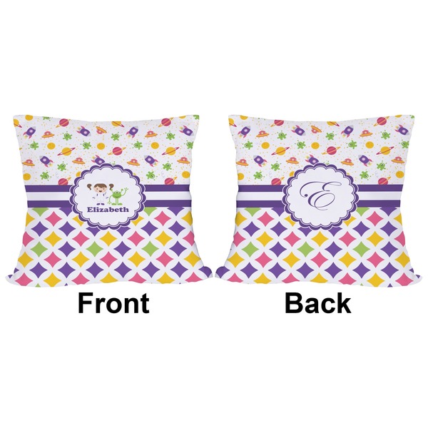 Girl's Space & Geometric Print Outdoor Pillow - 20x20