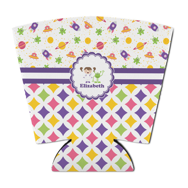 Custom Girl's Space & Geometric Print Party Cup Sleeve - with Bottom (Personalized)