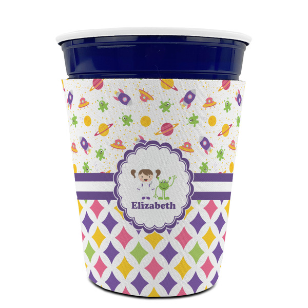 Girl's Space & Geometric Print Party Cup Sleeves - without bottom - FRONT (on cup)
