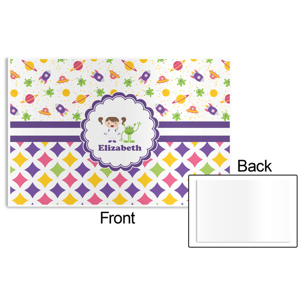 Girl's Space & Geometric Print Disposable Paper Placemat - Front & Back