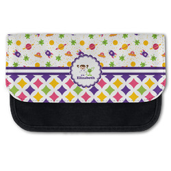 Girl's Space & Geometric Print Canvas Pencil Case w/ Name or Text