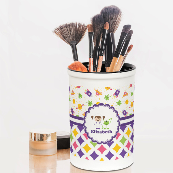Girl's Space & Geometric Print Pencil Holder - LIFESTYLE makeup
