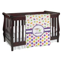 Girl's Space & Geometric Print Baby Blanket (Personalized)