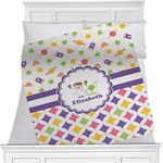 Girl's Space & Geometric Print Minky Blanket (Personalized)