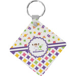 Girl's Space & Geometric Print Diamond Plastic Keychain w/ Name or Text