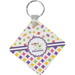 Girl's Space & Geometric Print Diamond Plastic Keychain w/ Name or Text