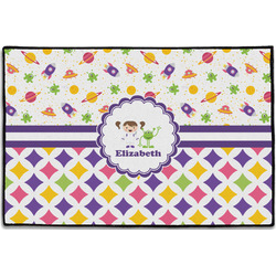 Girl's Space & Geometric Print Door Mat - 36"x24" (Personalized)