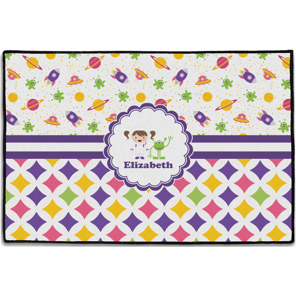 Girl's Space & Geometric Print Personalized Door Mat - 36x24 (APPROVAL)