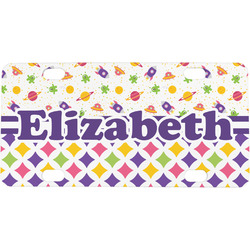 Girl's Space & Geometric Print Mini / Bicycle License Plate (4 Holes) (Personalized)