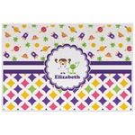 Girl's Space & Geometric Print Laminated Placemat w/ Name or Text