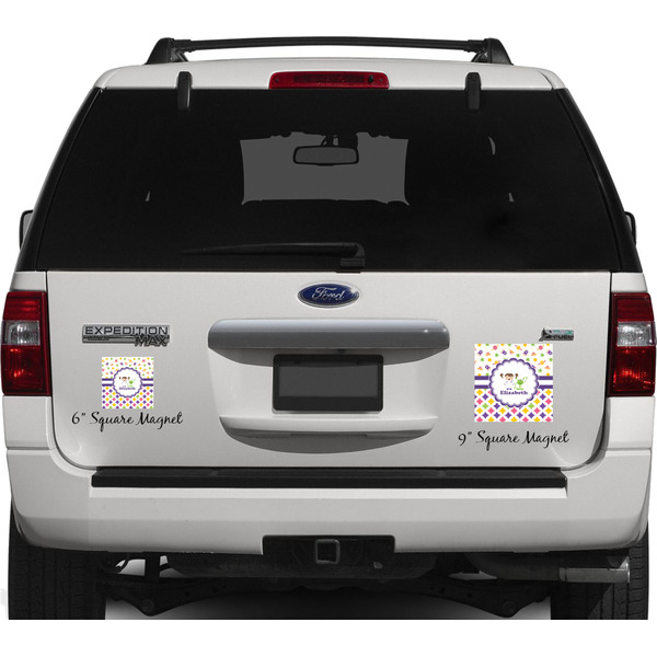 Girl's Space & Geometric Print Personalized Square Car Magnets on Ford Explorer