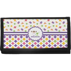 Girl's Space & Geometric Print Canvas Checkbook Cover (Personalized)