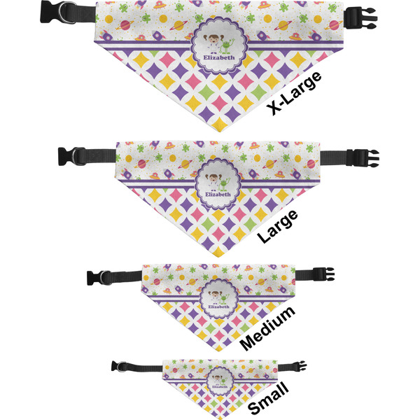 Girl's Space & Geometric Print Pet Bandana Sizes