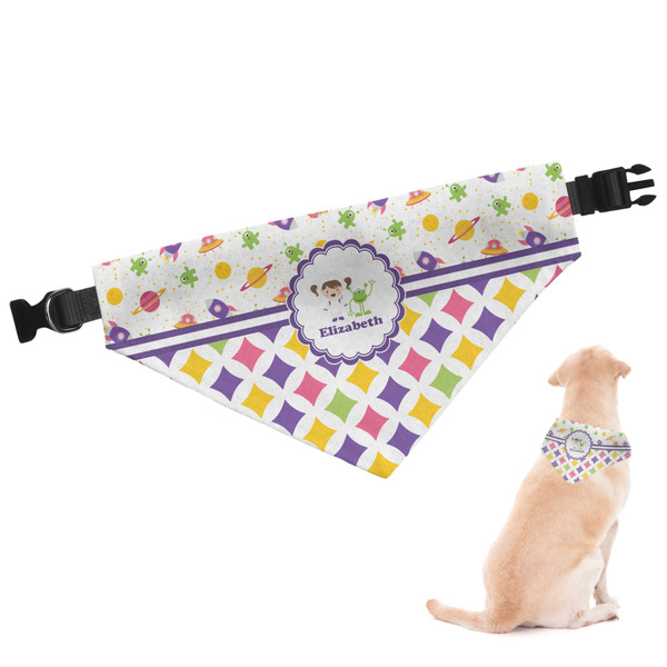 Custom Girl's Space & Geometric Print Dog Bandana - Large (Personalized)