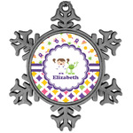 Girl's Space & Geometric Print Vintage Snowflake Ornament (Personalized)