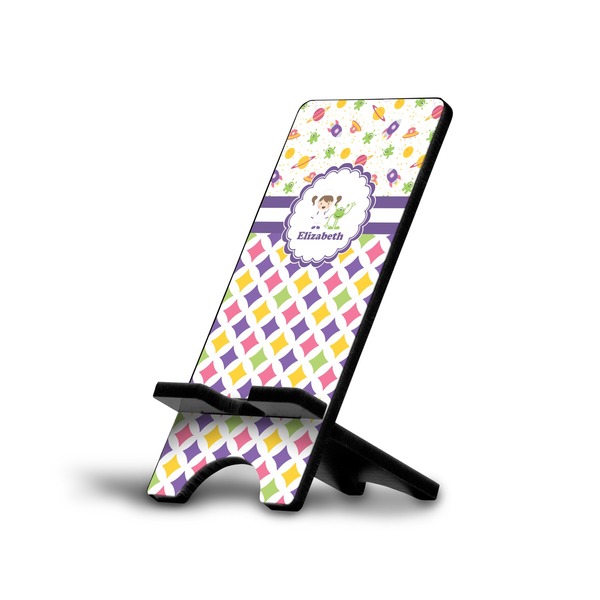 Custom Girl's Space & Geometric Print Cell Phone Stand (Large) (Personalized)