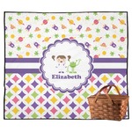 Girl's Space & Geometric Print Outdoor Picnic Blanket (Personalized)