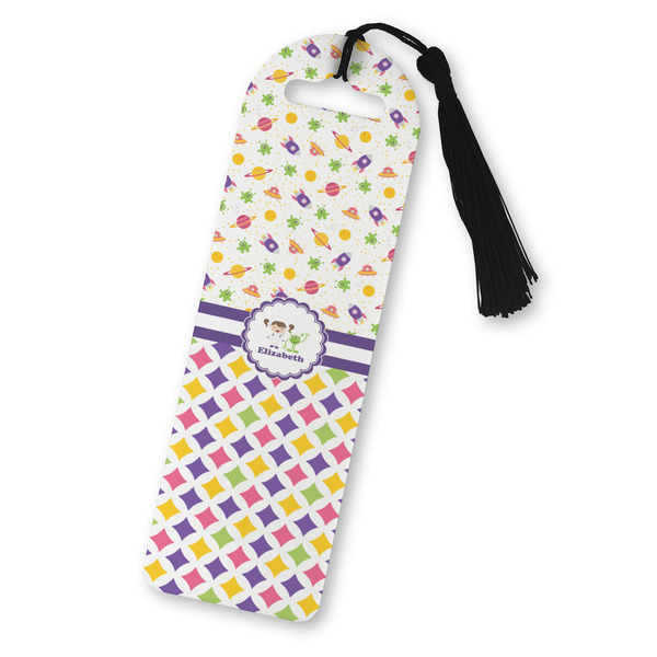 Custom Girl's Space & Geometric Print Plastic Bookmark (Personalized)