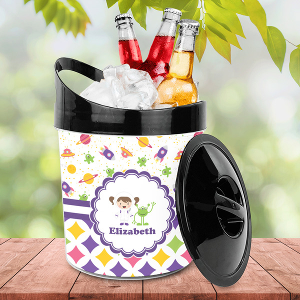 Girl's Space & Geometric Print Plastic Ice Bucket - LIFESTYLE