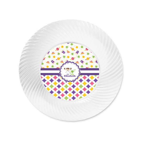Girl's Space & Geometric Print Plastic Party Appetizer & Dessert Plates - Approval