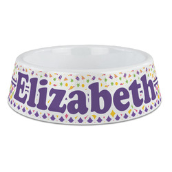 Girl's Space & Geometric Print Plastic Dog Bowl - Large (Personalized)