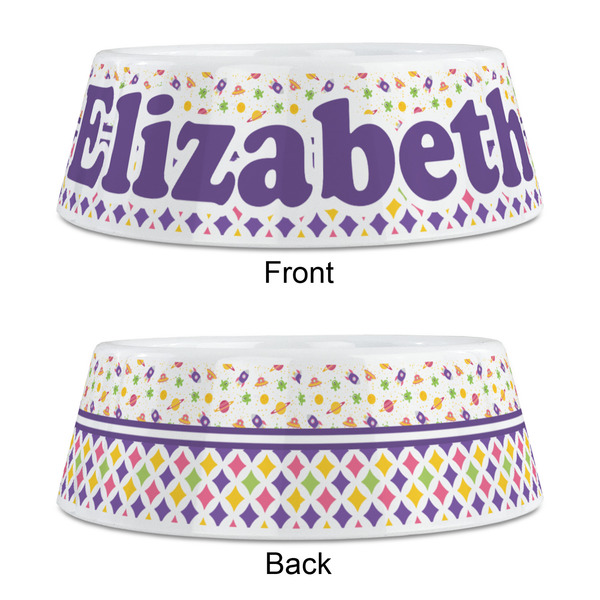 Girl's Space & Geometric Print Plastic Pet Bowls - Medium - APPROVAL