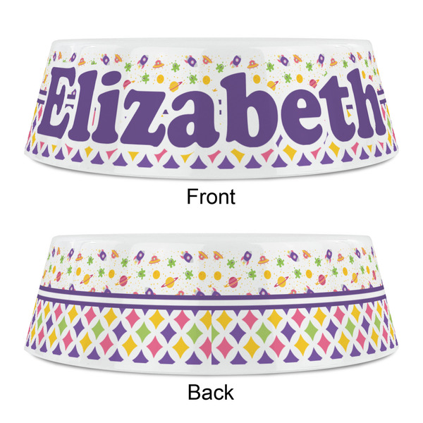 Girl's Space & Geometric Print Plastic Pet Bowls - Small - APPROVAL