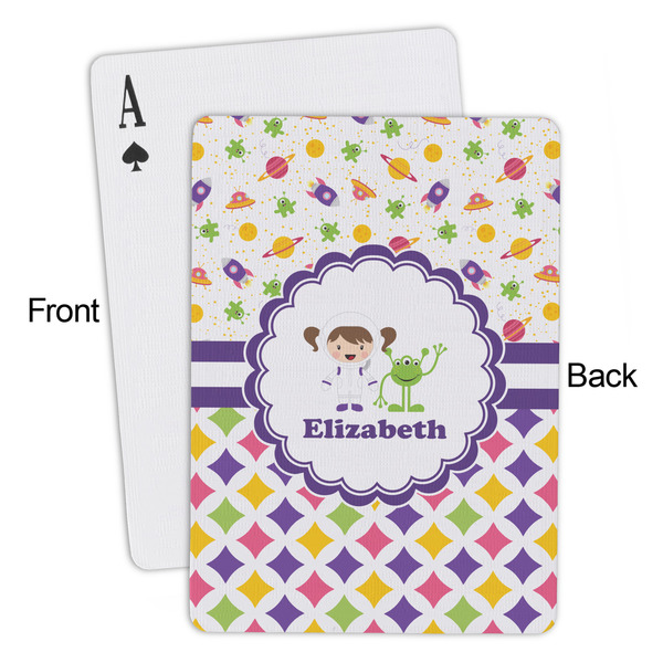 Girl's Space & Geometric Print Playing Cards - Approval