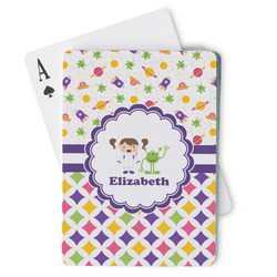 Girl's Space & Geometric Print Playing Cards (Personalized)