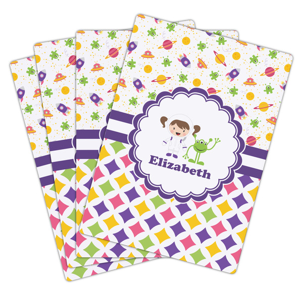 Girl's Space & Geometric Print Playing Cards - Hand Back View