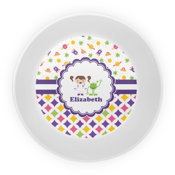 Girl's Space & Geometric Print Melamine Bowl - Center