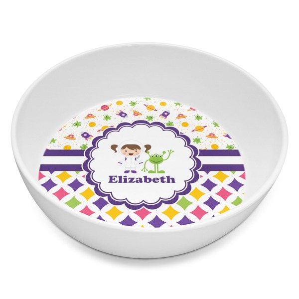 Custom Girl's Space & Geometric Print Melamine Bowl - 8 oz (Personalized)