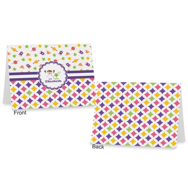 Girl's Space & Geometric Print Postcard - Front and Back