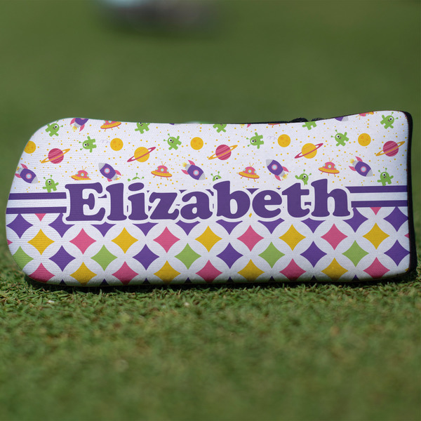 Custom Girl's Space & Geometric Print Blade Putter Cover (Personalized)