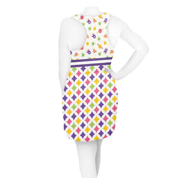 Girl's Space & Geometric Print Racerback Dress - On Model - Back