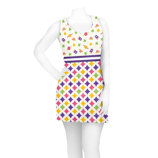 Girl's Space & Geometric Print Racerback Dress - On Model - Front