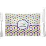 Girl's Space & Geometric Print Rectangular Glass Lunch / Dinner Plate - Single or Set (Personalized)