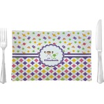 Girl's Space & Geometric Print Glass Rectangular Lunch / Dinner Plate (Personalized)