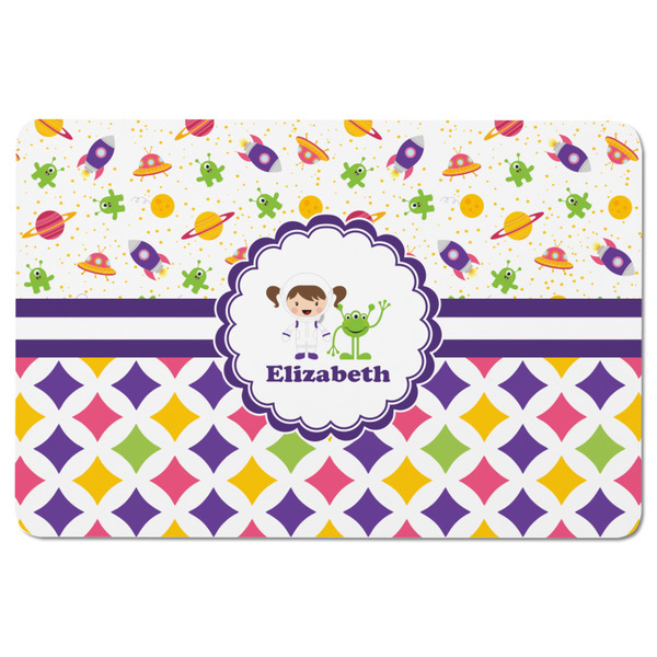 Girl's Space & Geometric Print Rectangular Fridge Magnet - FRONT