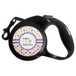 Girl's Space & Geometric Print Retractable Dog Leash - Small (Personalized)