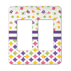 Girl's Space & Geometric Print Rocker Style Light Switch Cover - Two Switch