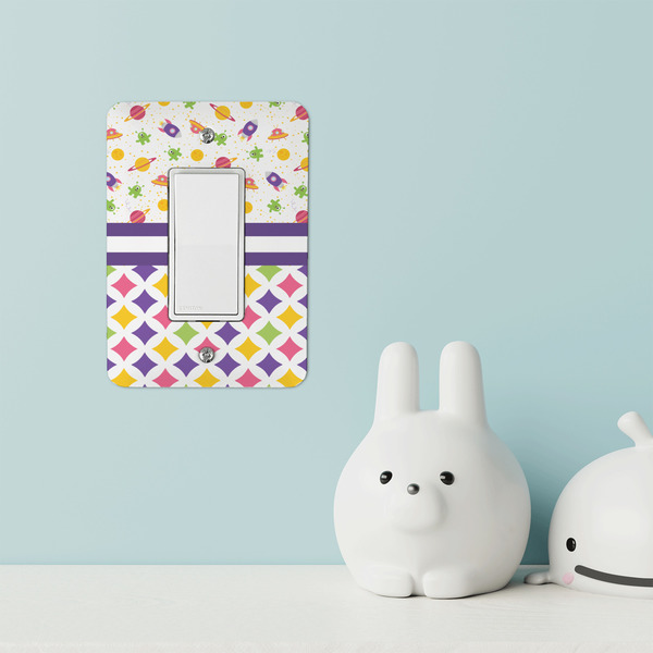 Girl's Space & Geometric Print Rocker Light Switch Covers - Single - IN CONTEXT