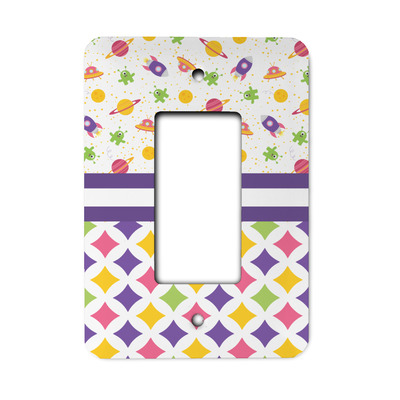 Girl's Space & Geometric Print Rocker Style Light Switch Cover (Personalized)