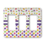 Girl's Space & Geometric Print Rocker Style Light Switch Cover - Three Switch
