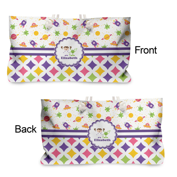 Girl's Space & Geometric Print Large Rope Tote - From & Back View