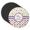 Girl's Space & Geometric Print Round Rubber Backed Coasters - Set of 4 (Personalized)