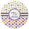 Girl's Space & Geometric Print Round Rubber Backed Coaster (Personalized)